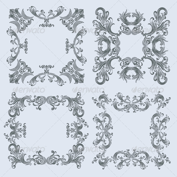 Vintage Decorative Floral Frames Set