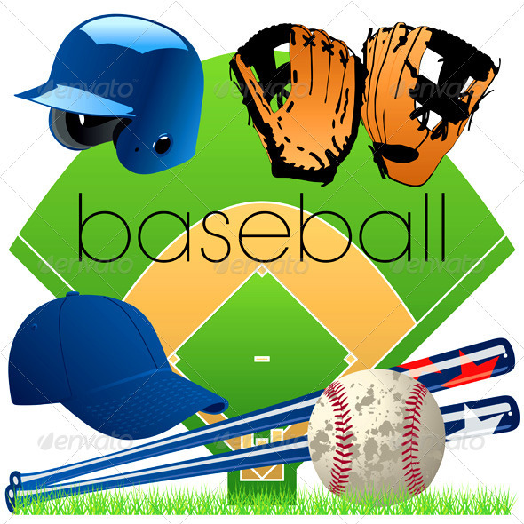 Baseball Equipment Vector Set