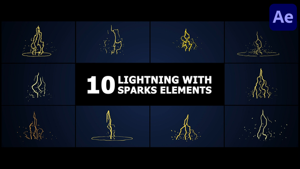 Lightning With Sparks Elements | After Effects Elements template preview