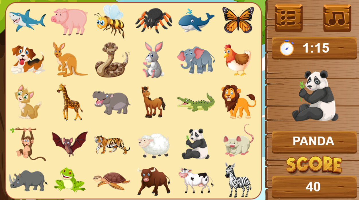 Find Animals - Educational Game For Kids - HTML5/Desktop/Mobile ...