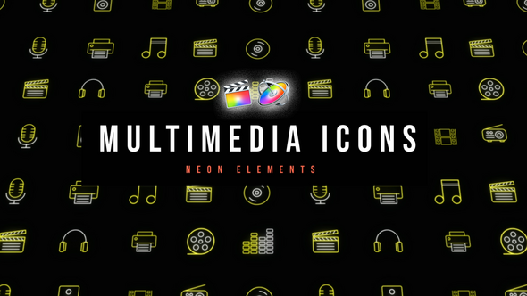 Multimedia Neon Icons, Apple Motion Templates | VideoHive