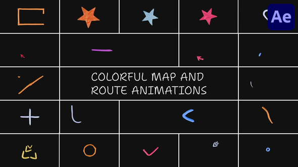 Colorful Map And Route Animations | After Effects Elements template preview
