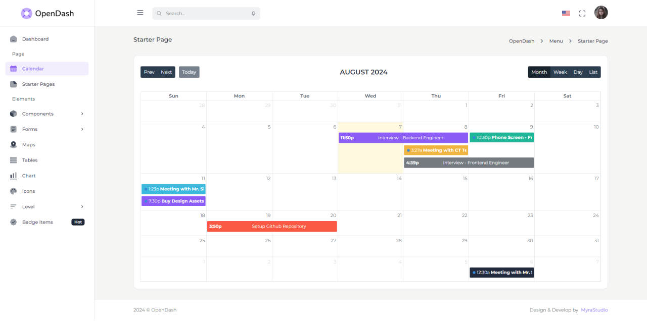 OpenDash Tailwind CSS 3 Admin Layout UI Kit Template By MyraStudio OpenDash Tailwind CSS 3 Admin Layout UI Kit Template By MyraStudio