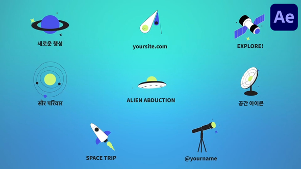 Space Exploring Icons And Titles for After Effects Titles template preview