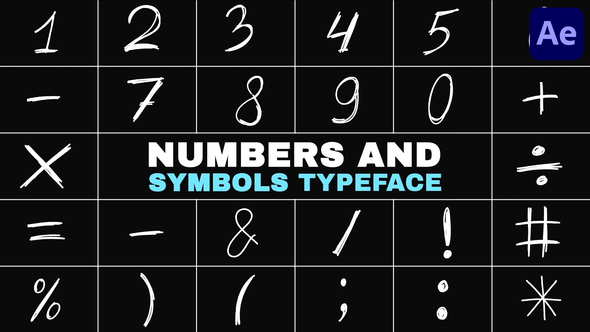 Numbers and Symbols Typeface | After Effects Elements template preview