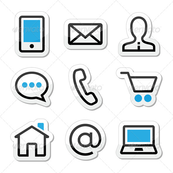 Contact Web Stroke Icons Set - Web Technology