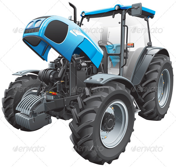 Tractor with Open Hood - Objects Vectors