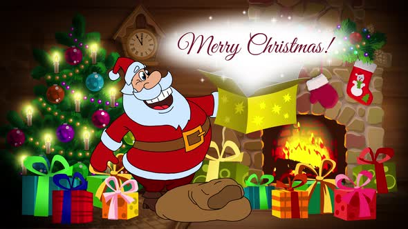 Christmas Animated Card Santa Claus In The Forest 5