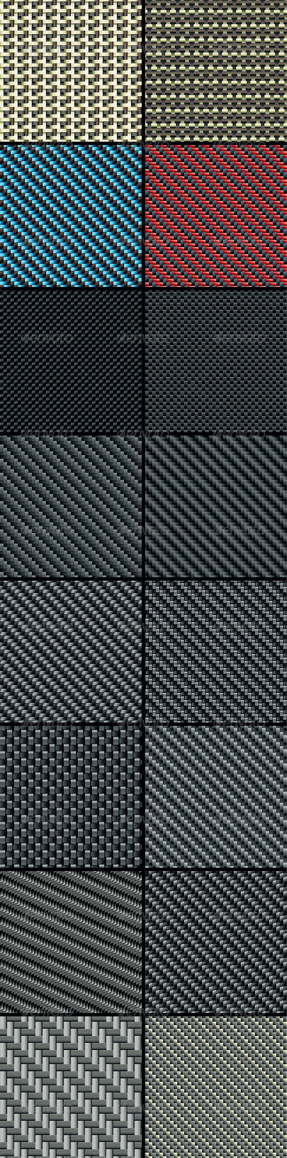 Carbon, Kevlar and Decorative Fabric - Set Four - Patterns Decorative