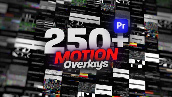 Animated Motion Overlays Pack For Premiere Pro: Glitch, Old Film, VHS , TV,  Bad Signal & More Premiere Pro template preview