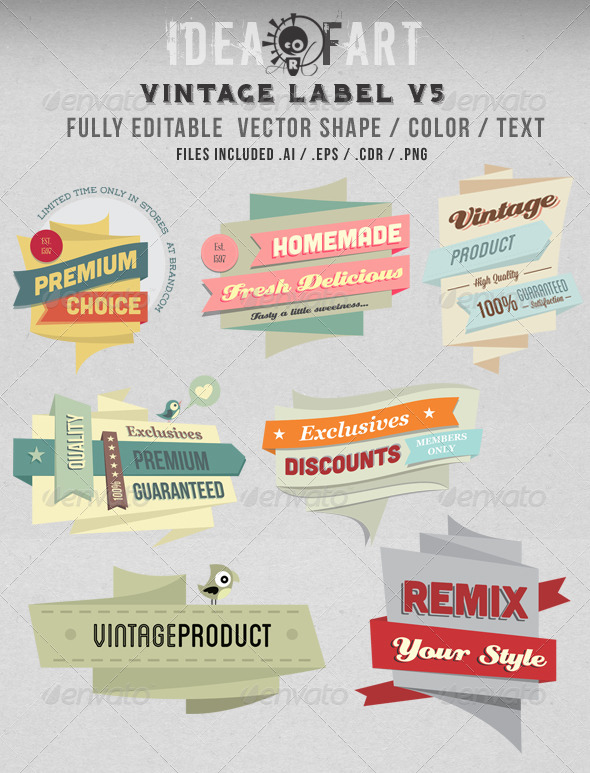 Vintage Label V5 - Badges & Stickers Web Elements