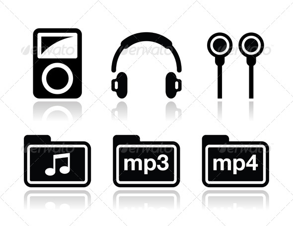 Mp3 Player Vector Icons Set - Media Technology
