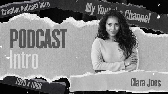 Podcast Intro | Paper Style | Black and White Openers template preview