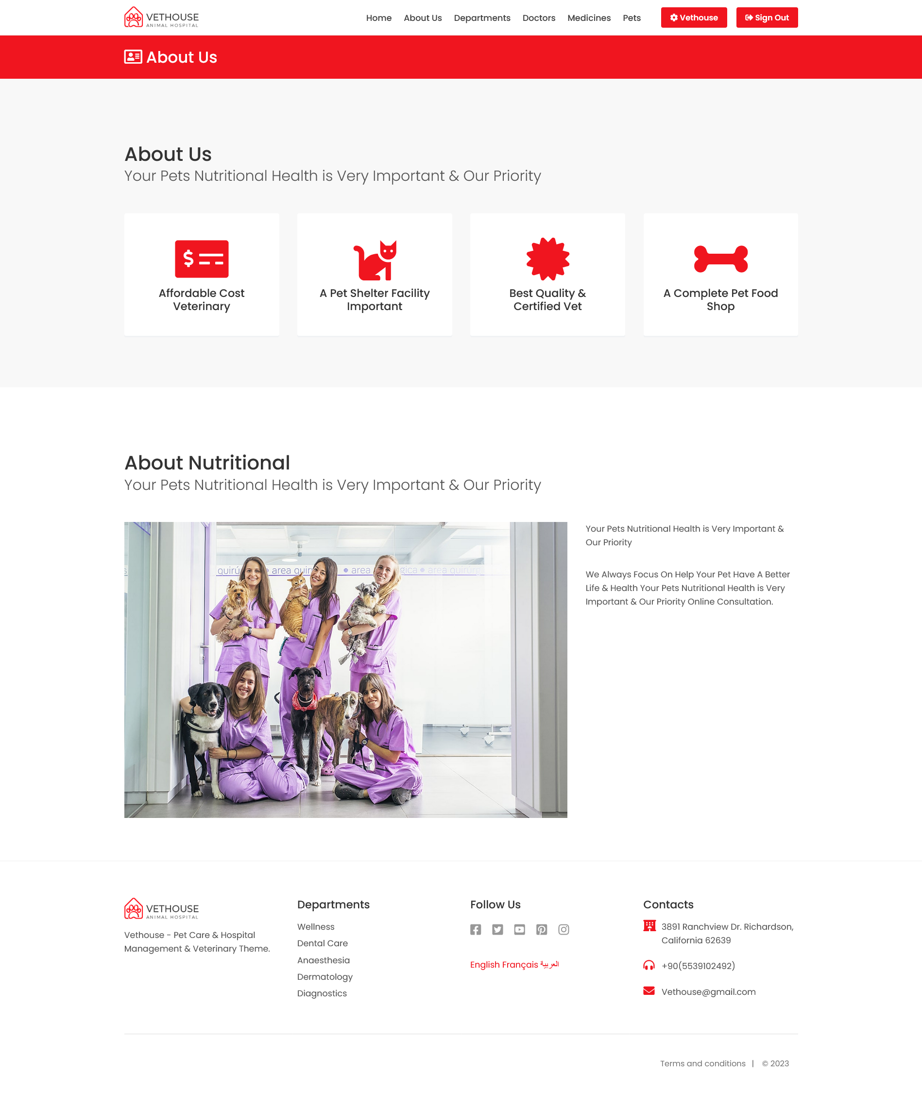 Vethouse Pet Care & Pet Clinic & Hospital Script Theme by Meteros