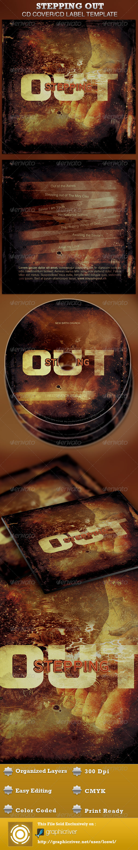 Stepping Out CD Artwork Template - CD & DVD Artwork Print Templates