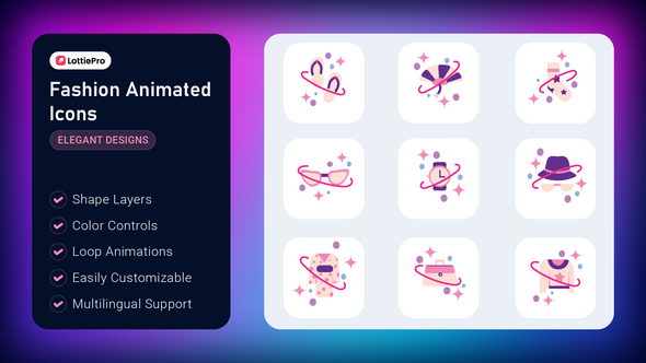 Fashion Animated Icons Elements template preview