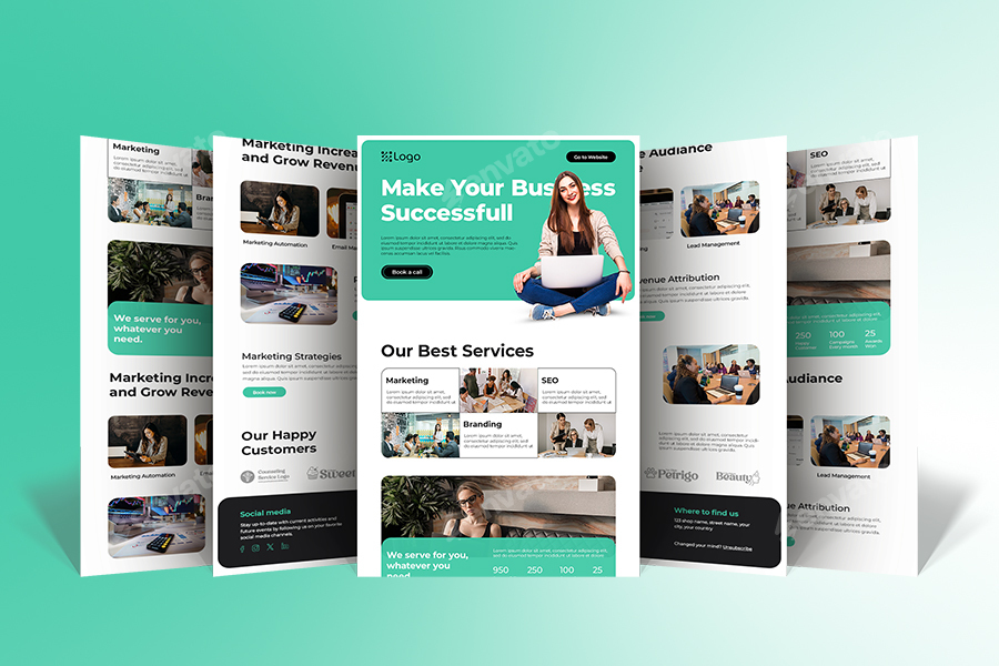 Business or Corporate Email Newsletter PSD Template Web Elements Business or Corporate Email Newsletter PSD Template Web Elements