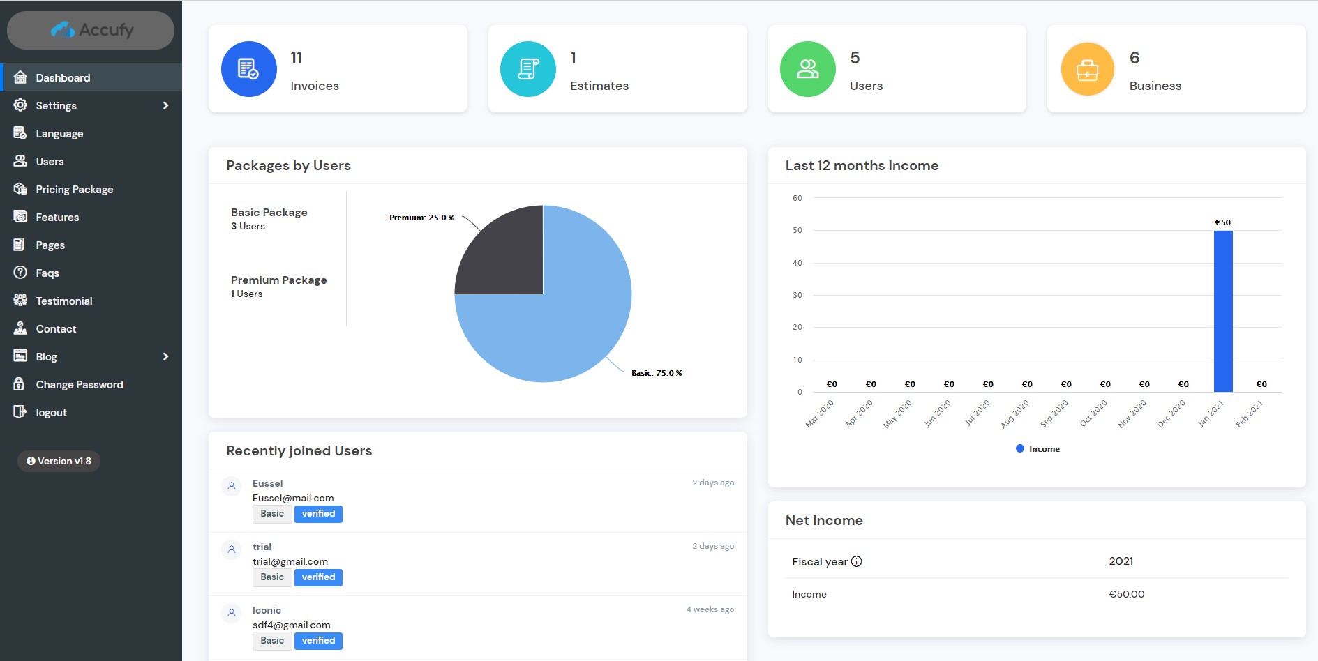 Accufy - SaaS Business, Invoicing & Accounting Software by codericks