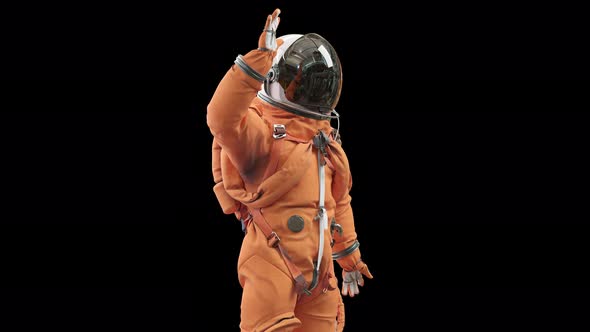 Astronaut Rising Hand Medium Shot