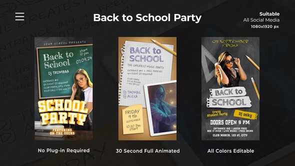 Back to School Party Openers template preview