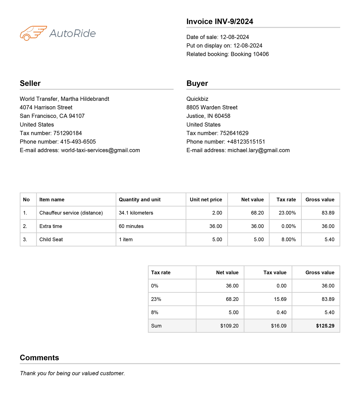 Invoices Add-on: Chauffeur Taxi Booking System by QuanticaLabs | CodeCanyon