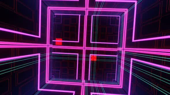 Vj Loop Surreal Rotating Neon Cube 02