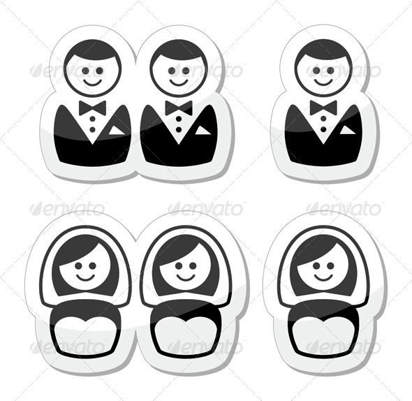 Gay and Lesbian Marriage Icons Set - Weddings Seasons/Holidays