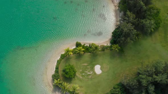Port Vila, Vanuatu - April 3 2019: Aerial drone view of Holiday Inn Resort Vanuatu alt
