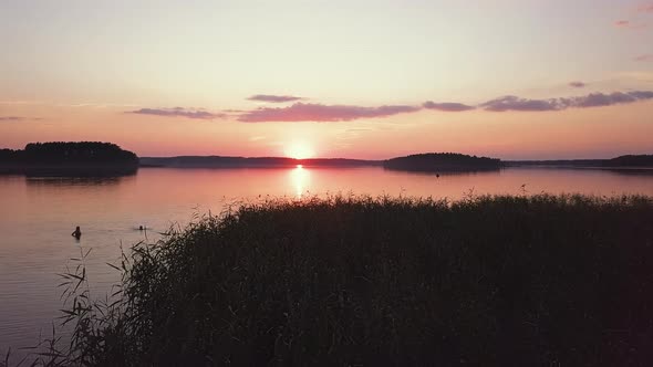 Sunset Over Lake Opening Shot.