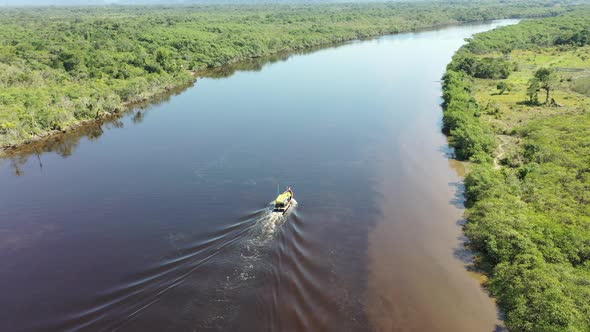 Vibrant riverside scenery at coast city of Itanhaem Sao Paulo Brazil alt
