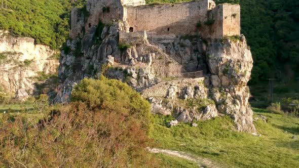Coming Into shot Of fabulous Mseilha Romanian Fort, Batroun, Lebanon, Middle East alt
