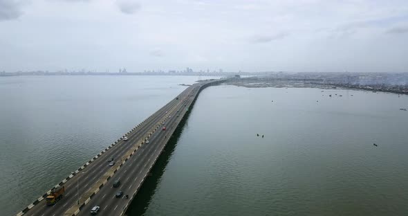An ariel view of the third mainland bridge in Lagos Nigeria alt