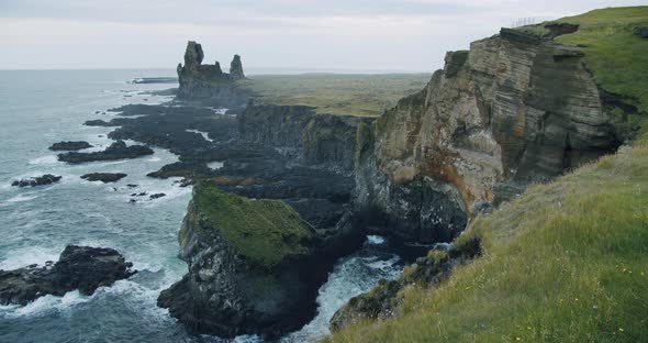 Londrangar Cliffs Located in Snaefellsness Peninsula Iceland alt
