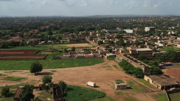 Africa Mali Village And Truck Aerial View