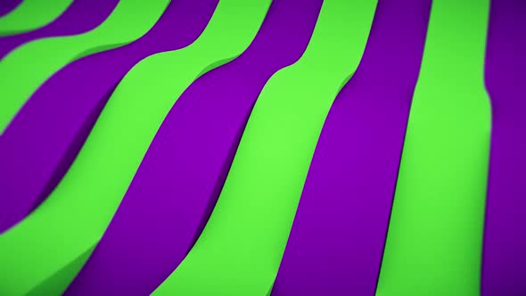 3d Abstract Wavy Green Purple Lines
