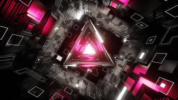 HD 3D animation. Abstract futuristic geometric shapes background