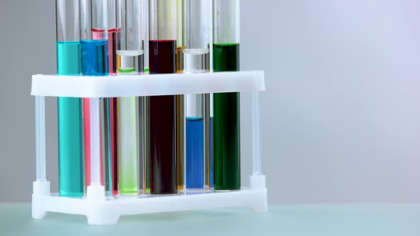 Test Tubes with Colorful Liquid in Rack alt