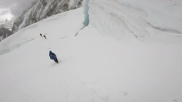 Mountaineers at the Summit of Mount Lhotse Himalaya Range