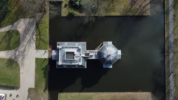 Country house of Trompenburgh in the Netherlands, Dutch monument. Aerial topdown alt