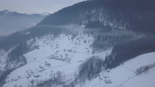 Typical landscape in Hutsulshchyna National Park in Ukraine. Vacation and winter sports.