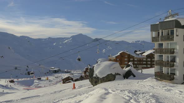 Ski resort in Val Thorens, France alt