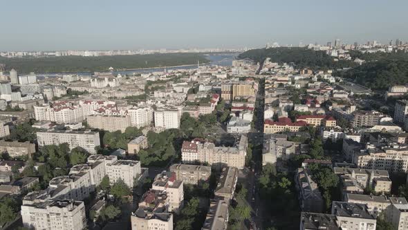 Kyiv, Ukraine. Aerial View. Slow Motion, Flat, Gray alt