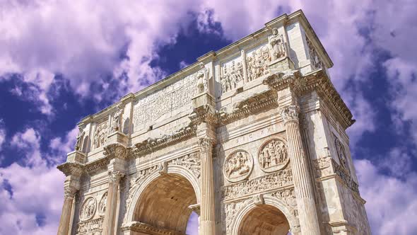 The Arch of Constantine, a triumphal arch in Rome, Italy