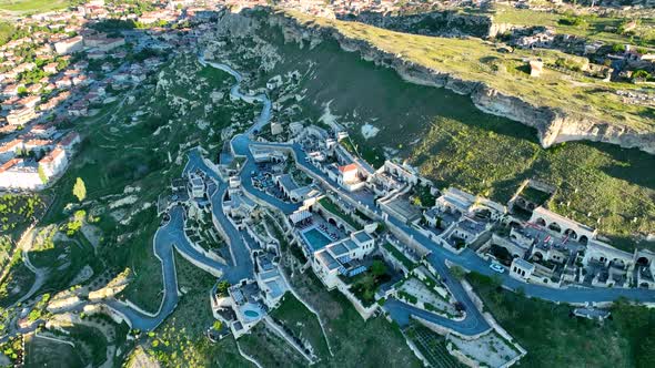 Great hotel in Cappadocia Aerial View 4 K Urgup City alt