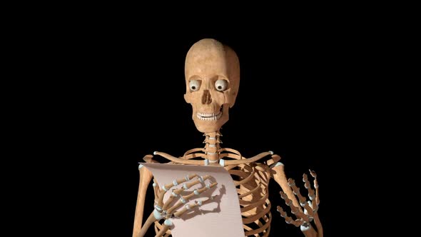 Skeleton Reading A Paper Sheet alt