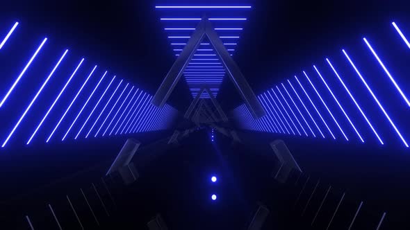 4k Blue Rotate Triangle Neon Background 2
