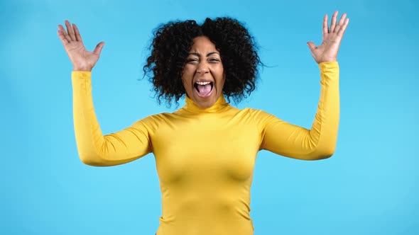 Woman is Very Glad She Screaming Loud Sincere Rejoices alt