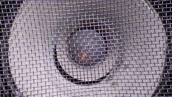 The Movement of the Vintage Paper Membrane of Acoustic Subwoofer Speaker. Bass Vibration and Playing alt