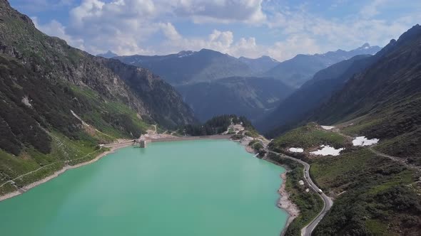 Aerial of Vermunt Lake, Austria alt