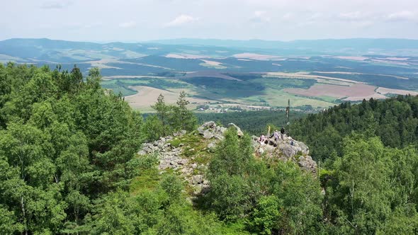 Aerial view of Rohacka peak near Margecany village in Slovakia alt